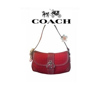 Coach Red SoHo Canvas & Leather Shoulder Bag